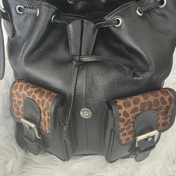 Convertible Backpack With Calf Hair Animal Print - Full Grain Leather - Picture 5 of 13